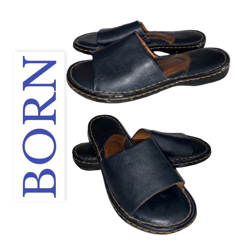 Born black Leather slides, sz 9